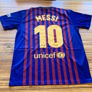 NEW FC Barcelona Home Jersey Men's Soccer Size M Messi Blue/Red NWT UNICEF